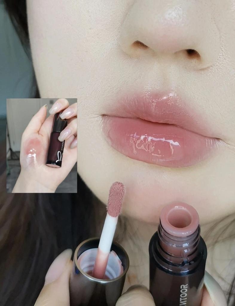 Clear and Pure Apricot Pink Milk Tea Color Lipstick ~ Black Rabbit Mirror Lip Glaze Lip Gloss 003 Pink Milk Stone 008 Pink Ink Particle