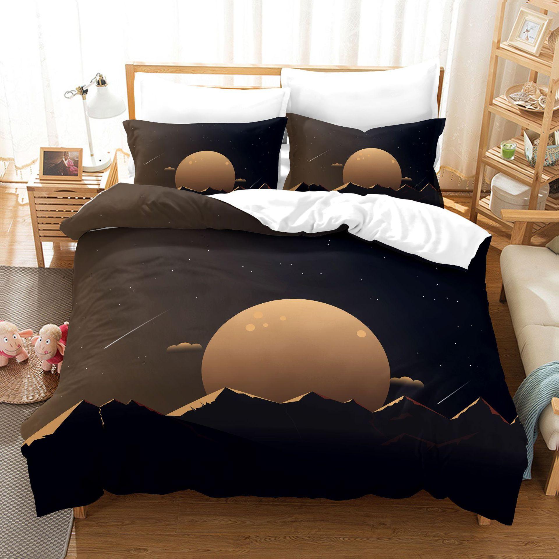 

Комплект 3D цифровой печати Комплект одеяла из трех предметов Природный живописный горный GB-Single135cm×200cm 2pcs