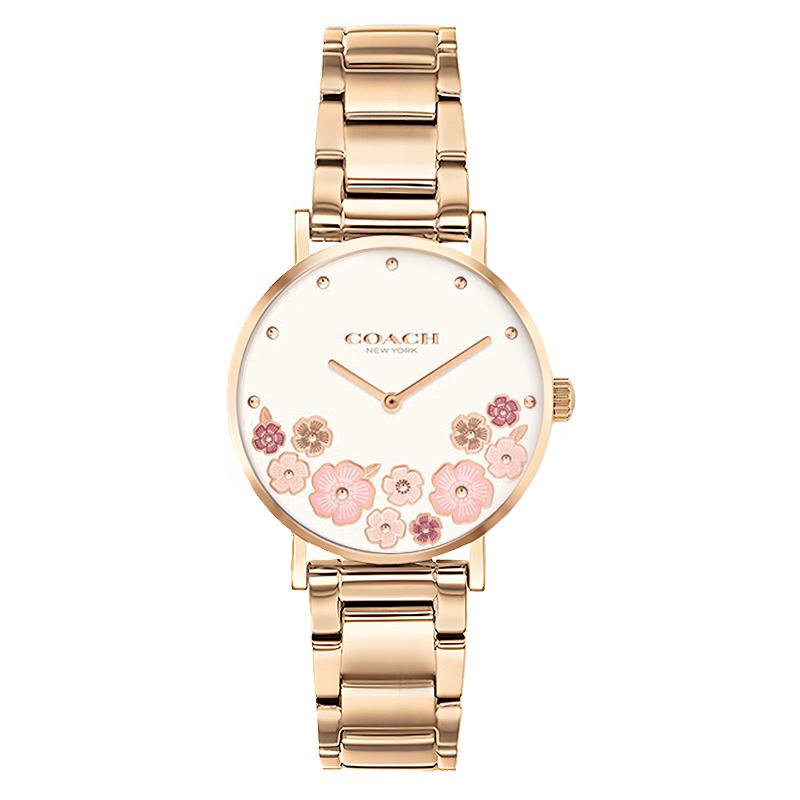 COACH Perry watch quartz movement steel strap white dial women s watch camellia watch 14503767 белый