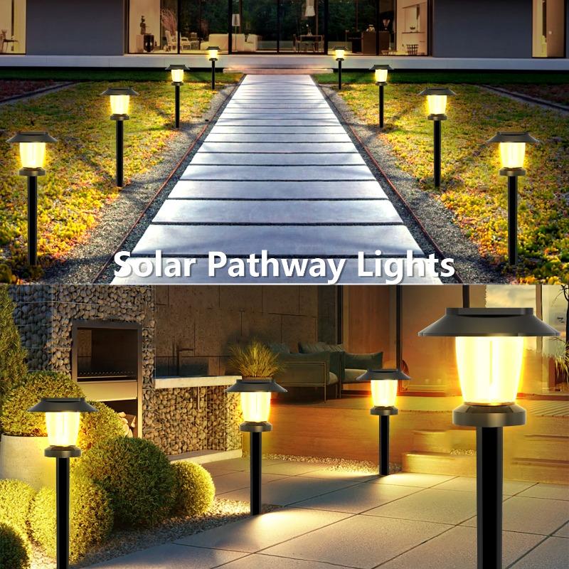 1000MAH LED Bright Solar Landscape Pathway Lighting Outdoor Waterproof 3 Modes Solar Garden Lights for Yard Path Walkway Lawn Decoration