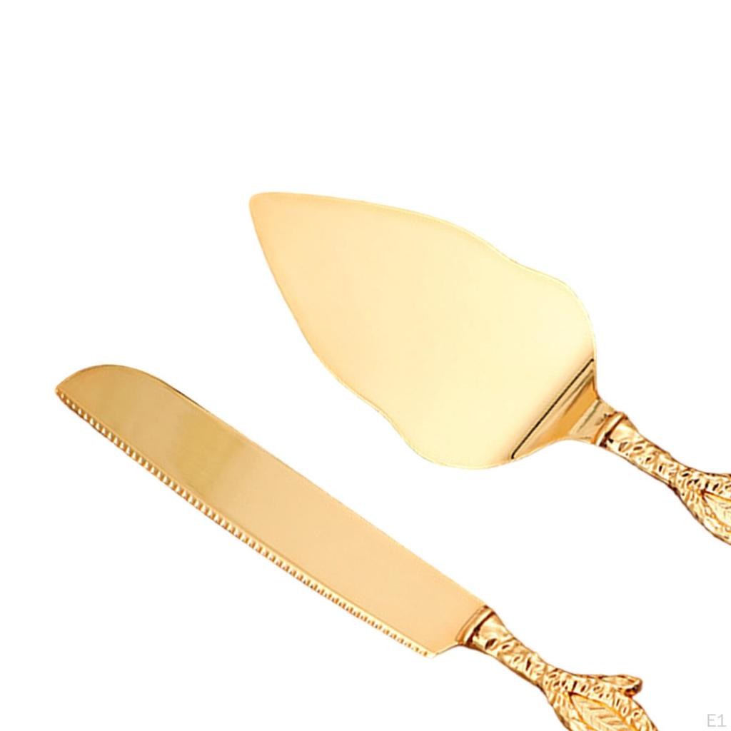 Wedding Cake Knives Server Set Elegant Rose Handle Cutting for Gifts Gold