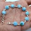Handgefertigtes Armband aus massivem 925er Sterlingsilber, Statement-Schmuck, Larimar-Edelstein-Armband