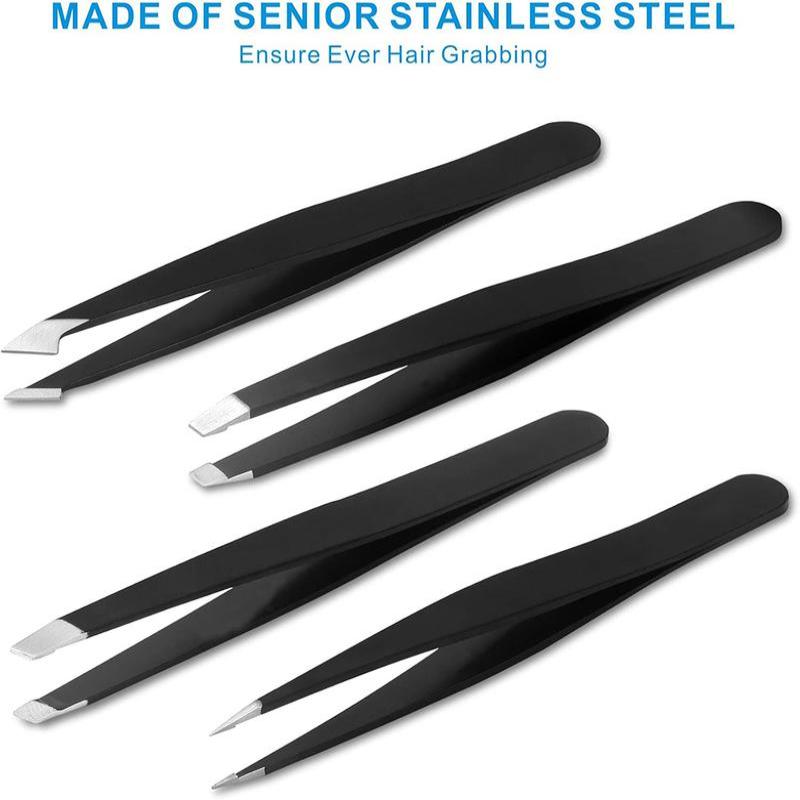 Pinzetten-Set 4 Teile Professionelles Make-up-Werkzeug Edelstahl Geeignet für Augenbrauen Ausgezeichnete Präzision für das Gesicht