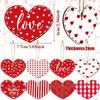 24pcs Rustic Heart Ornaments, Wooden Hearts, Red Pink White for Christmas & Valentine’s Decor, Hanging Home Wall Decoration