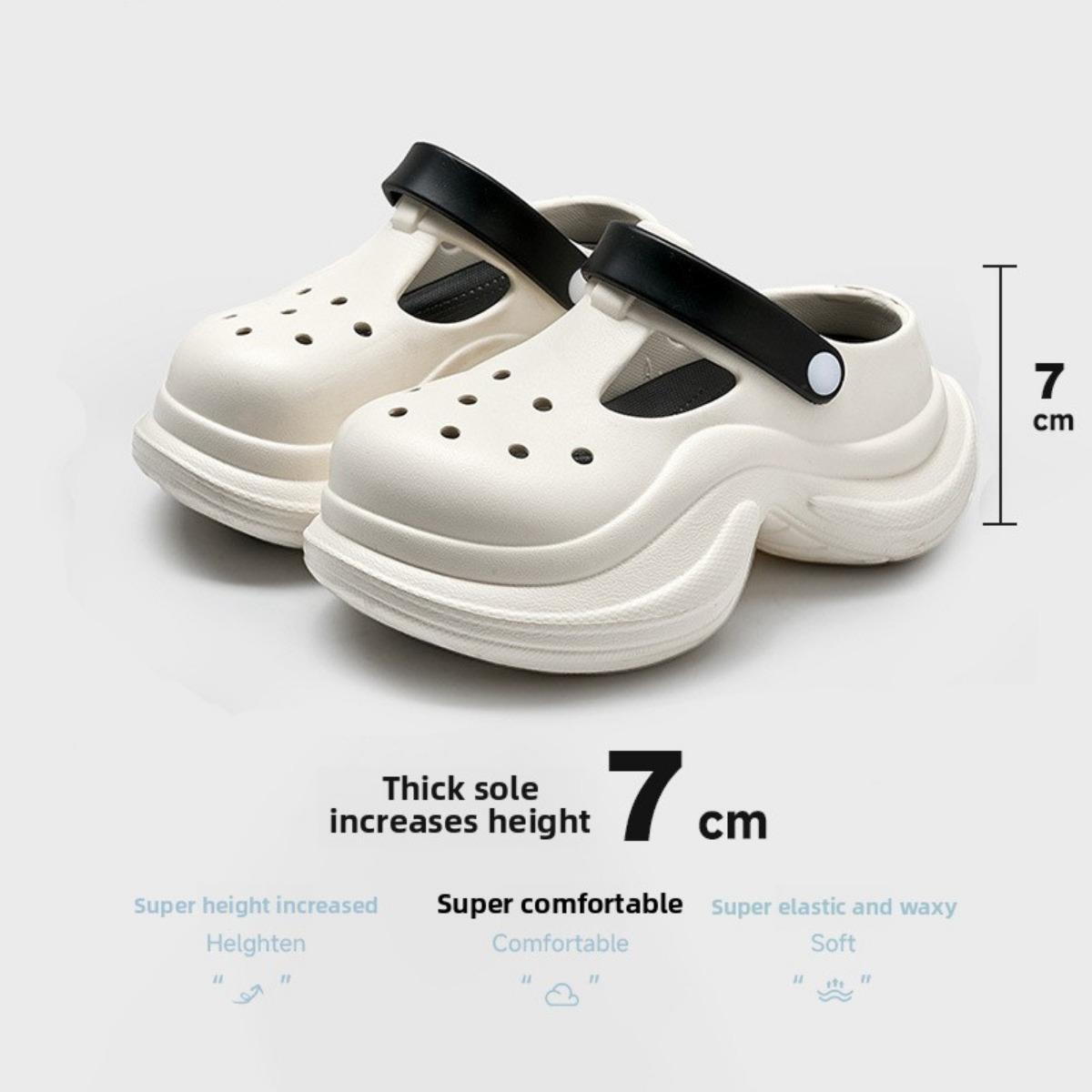 

Перфорированная обувь для женщин, увеличивающая рост на 7 см, летние тапочки на толстой подошве с ощущением какашки, пляжные сандалии из ЭВА 40 белый