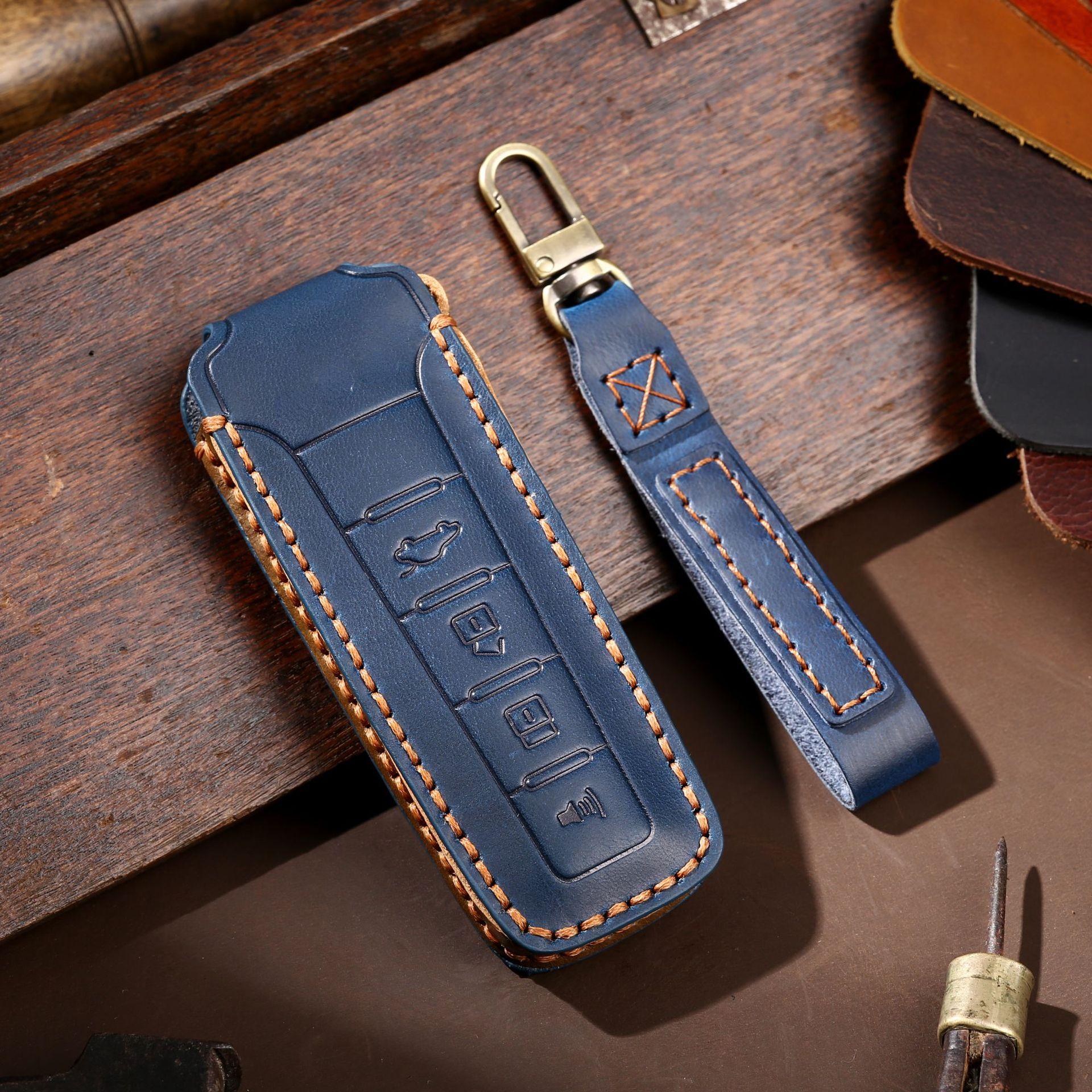 

Leather Car Key Case Fob Cover For Wey Coffee 01 Tank Tank300 Tank 300 500 Keychain Accessories