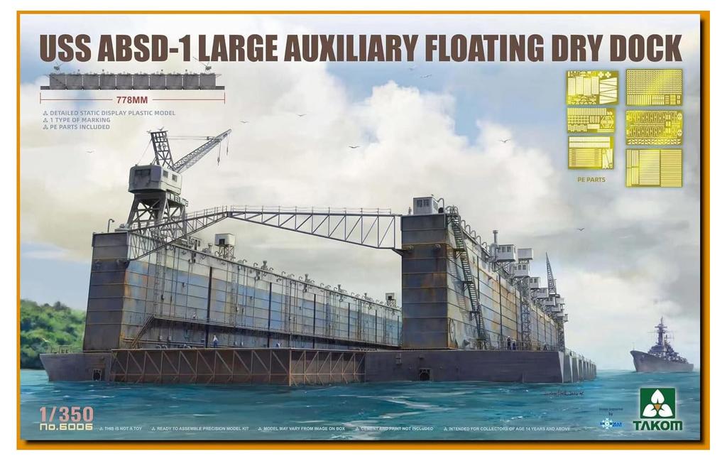 Takom US Navy Split Floating Dock Plastic Model TKO6006 Molded Color 1/350 ABSD-1