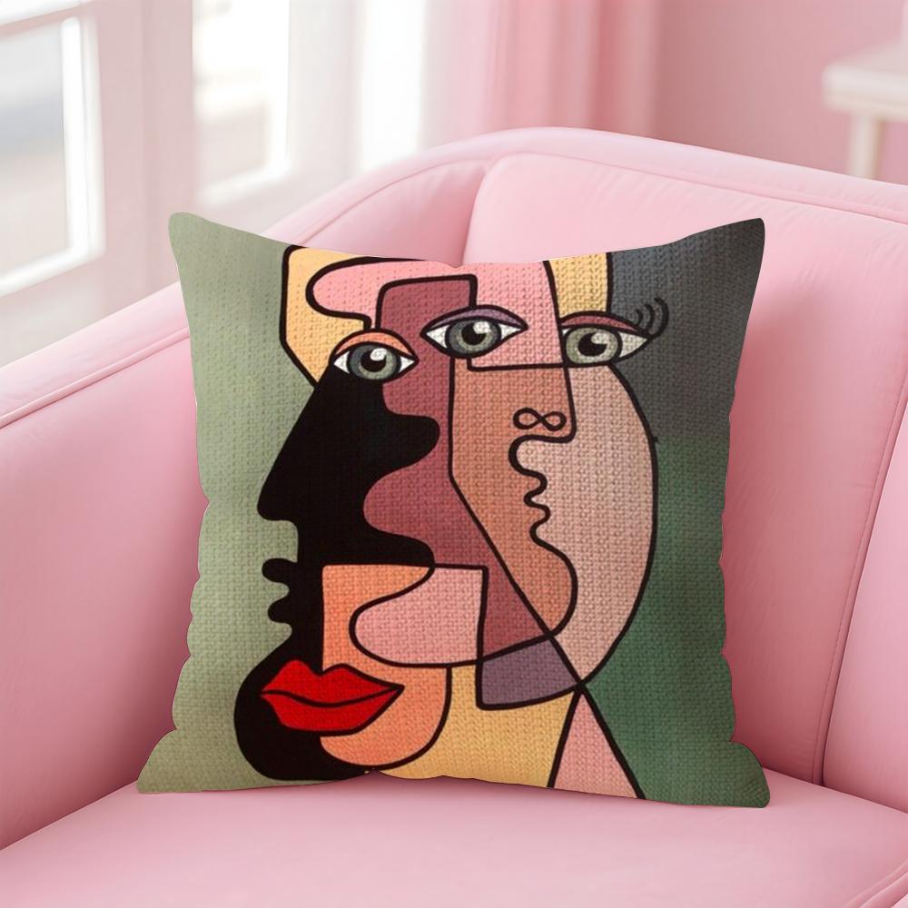 Classic Art Picasso Cushion Cover Natural Linen Pillow Case Double-Sided Print Decorative Sofa Pillowcase Home Decor Gift