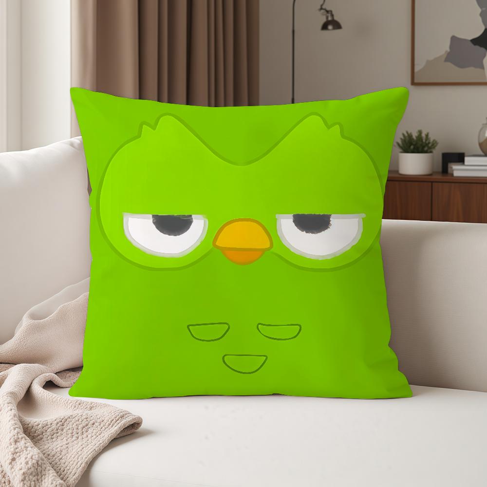 Educational Cartoon DDuolingo Pillow Case Suitable For Bedrooms Living Rooms Cars Home Decoration
