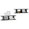 VidaXL Wall Shelves 2 Pcs Black 75x18x20 Cm Engineered Wood 807188