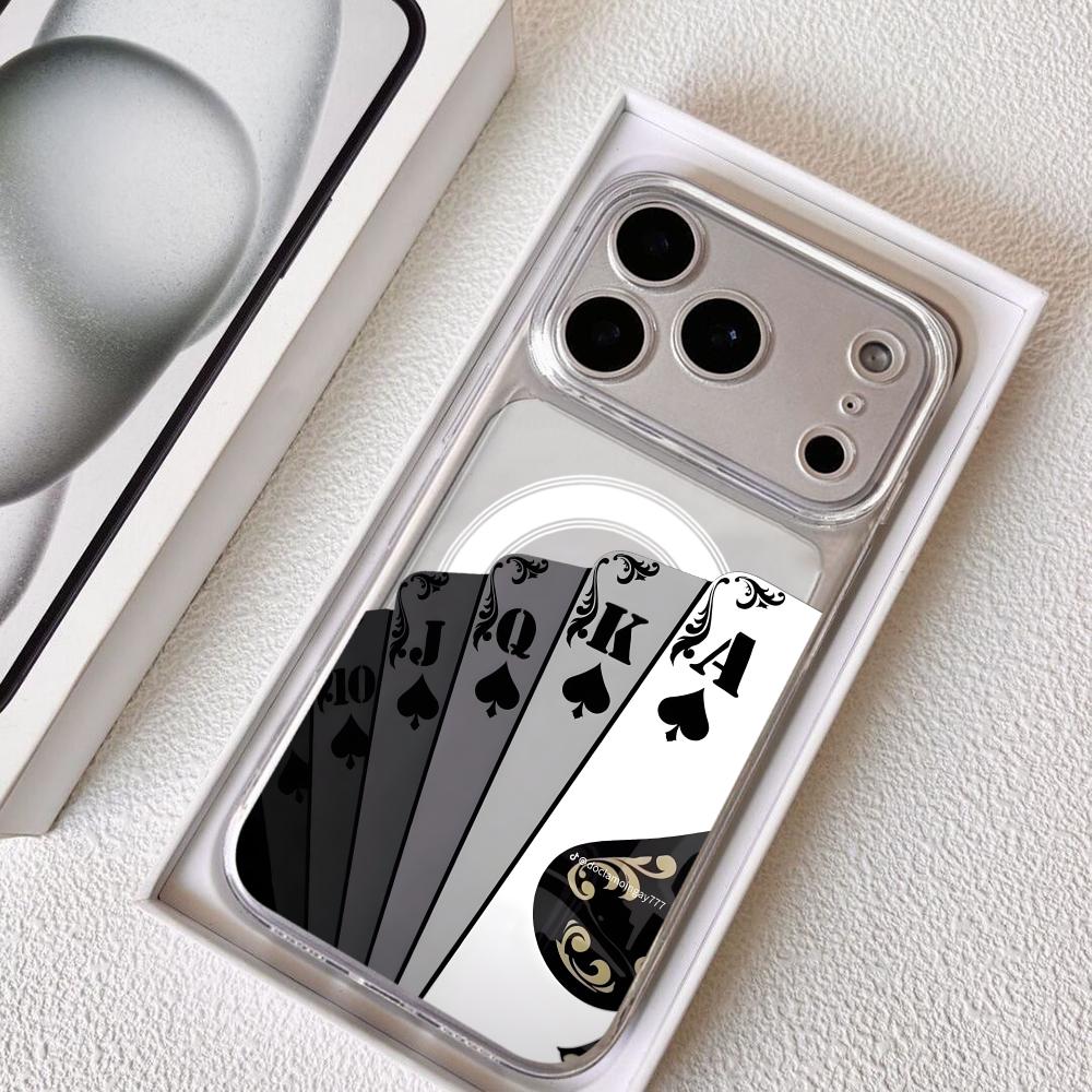Cool Design Playing Cards Phone Case For iPhone 17 16 15 14 13 12 Pro Max Plus With Magnetic Crystal Clear Case Wireless Charge