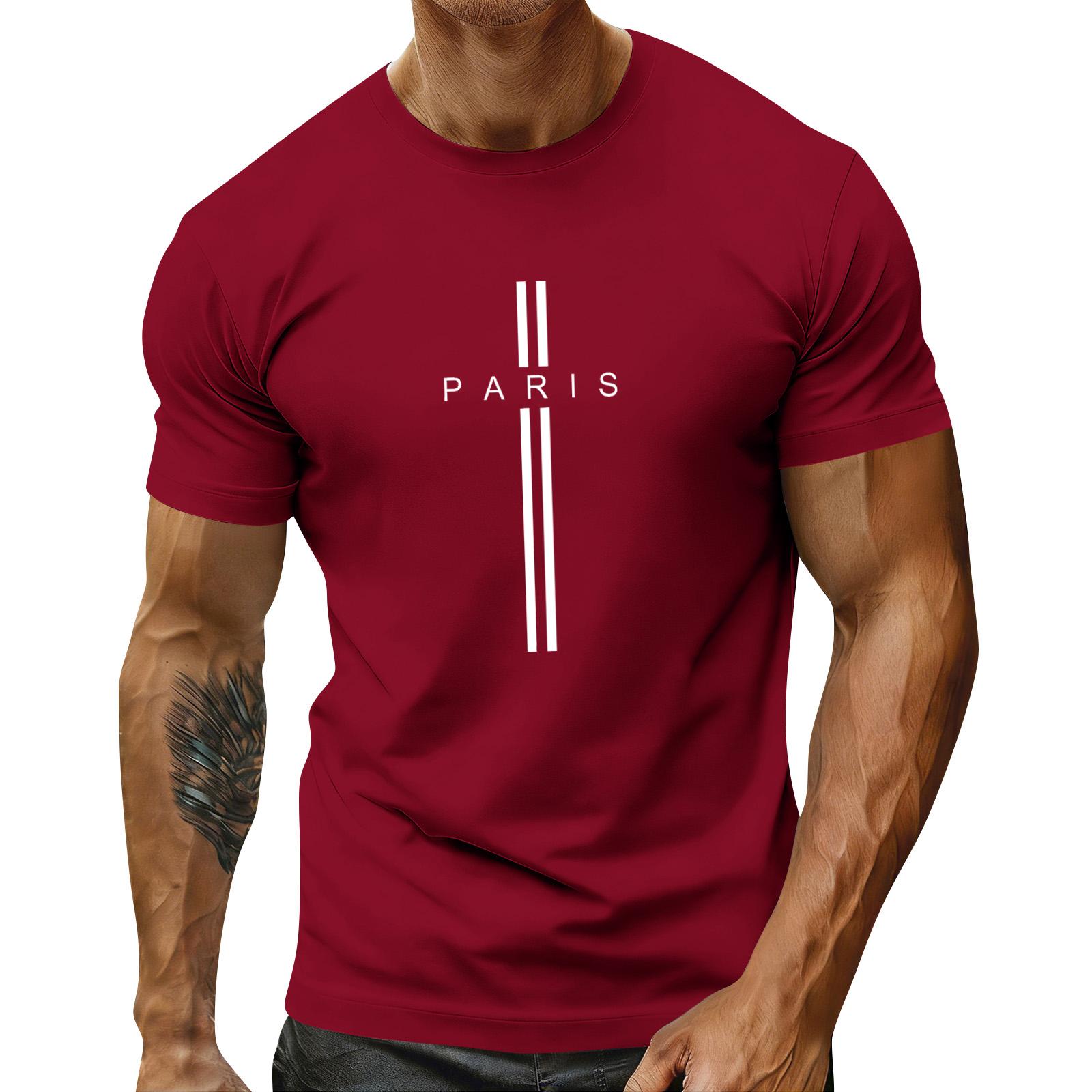 Men s Holiday Print Round Neck Short Sleeve Top Casual Sports Top XL красный 1480₽