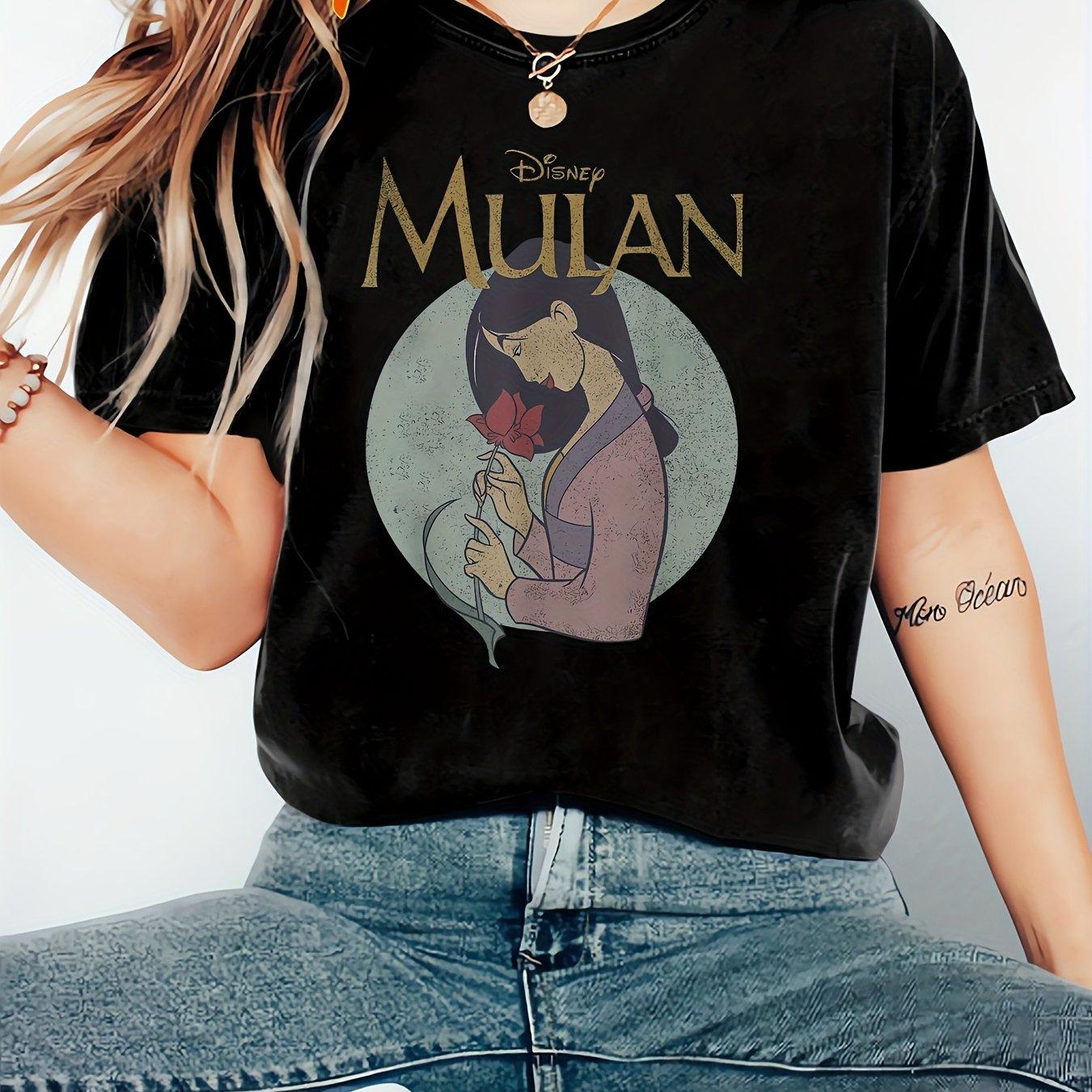 

Официальная футболка с принтом Мулан Женская футболка из чистого хлопка Летняя Новая Унисекс и Женская Повседневная Модная Уличная Одежда S