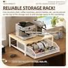 Modern Kitchen Microwave Stand Solid Wood and Metal Storage Shelf Sturdy Organizer for Space Saving Counter