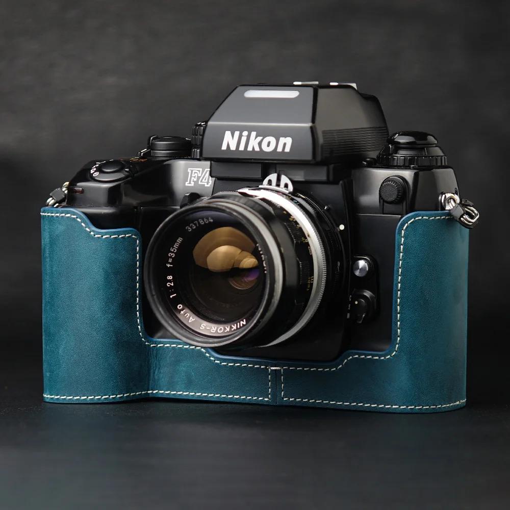 Genuine Real Leather Half Camera Case Bag Cover For Nikon F4 Case F3/F2/F/FM2/FM3A Case Camera Bag Photography Accessories