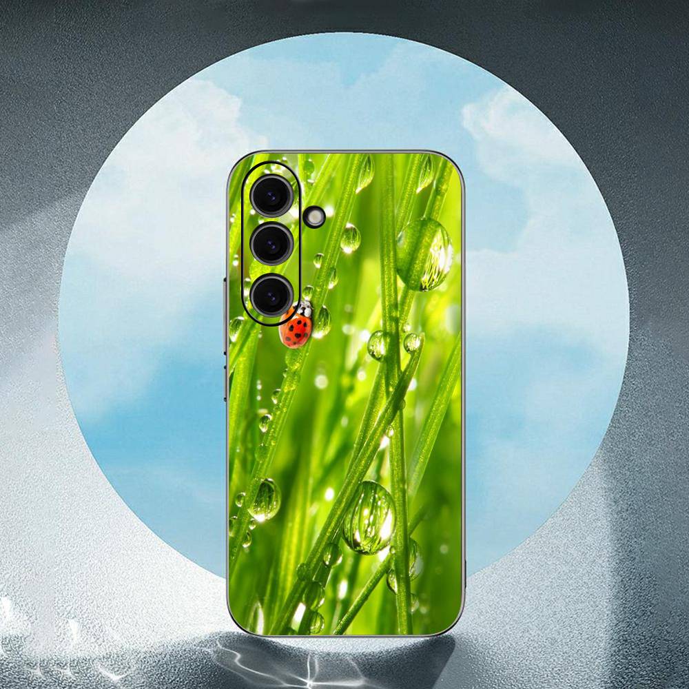 Leaf Ladybug Daisy For Samsung Galaxy S25 S24 S23 Ultra S22 S21 Plus S20 Black Soft Silicone Protective Case