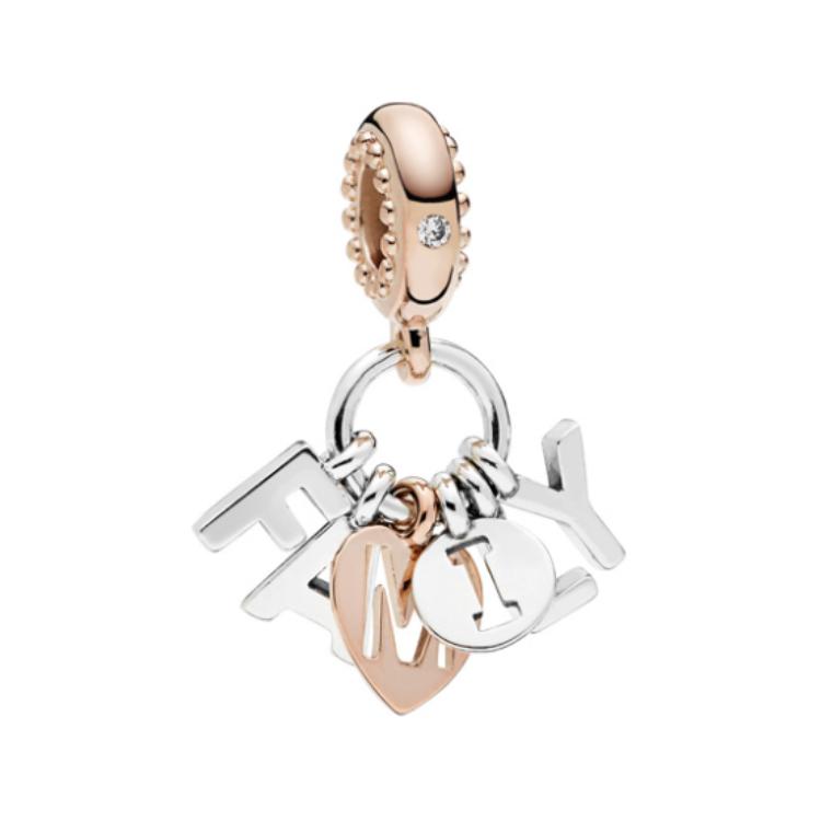 Pandora Letter Design Sterling Silver Pendant Women pendants Gold 787785CZ Box