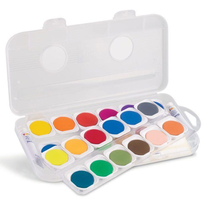 Feine Aquarelltabletten – PRIMO – 24 Farben – auswechselbare Näpfchen – inkl. Pinsel und Weiß