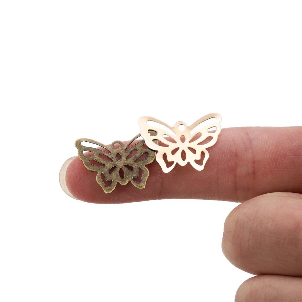 100Pcs/Lot Butterfly Small Charms Necklace Filigree Wraps Pendants Earring Connectors For DIY Jewelry Making Accessories