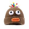 Women Knitted Hat Sausage Mouth Design Ear Protection Warm Hat 3D Big Eyes Versatile Hat Winter Accessory