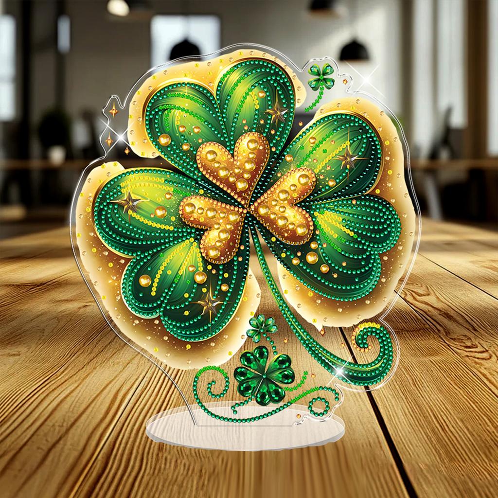 St Patricks Day DIY 2D Flat Acrylic Diamond Painting Tabletop Ornaments Kit Diamond Art Decorations for Adults Gift Home Decor