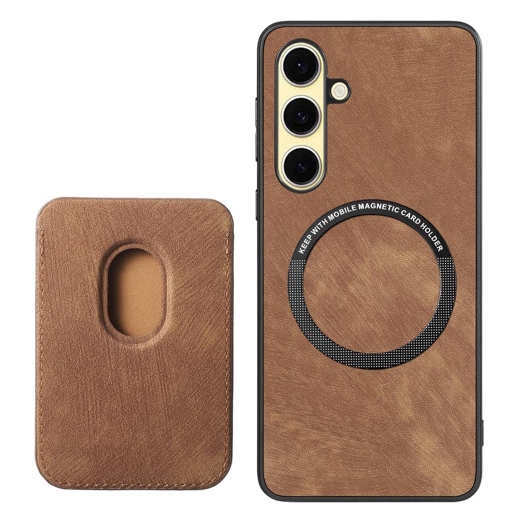 For Samsung Galaxy S25 Magnetic Case Leather Back Cover with Detachable Card Holder