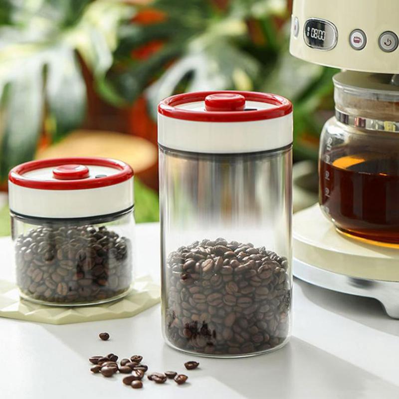 Coffee Beans Vacuum Sealed Tank Transparent Glass Food Storage Jars Household Moisture-Proof Air Extraction Airtight Container