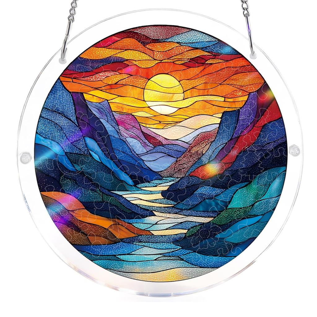 Acrylic Puzzles Suncatcher Window Hanging Crafts DIY Puzzle Suncatcher for Living Room Bedroom Summer Home Balcony Decor