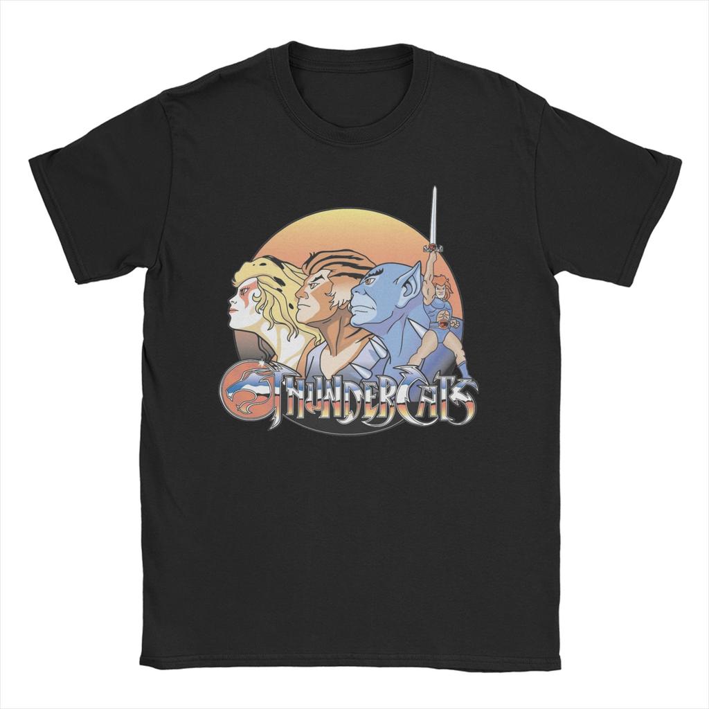 Logo Cartoon  80s Anime Lion Cool Men T Shirts Thundercats Funny Tees Short Sleeve Crew Neck TShirts Cotton 4XL 5XL Clothes