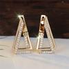 Female White Zircon Stone Geometric Hoop Earrings Vintage Fashion Gold Color Wedding Jewelry For Women