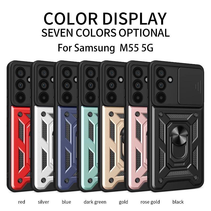 Funda Deslizante para Cámara para Samsung Galaxy M55 M54 M53 M52 M51 M23 M33 M14 5G Soporte Anillo Magnético para Coche Protección de Silicona Cubierta de Teléfono