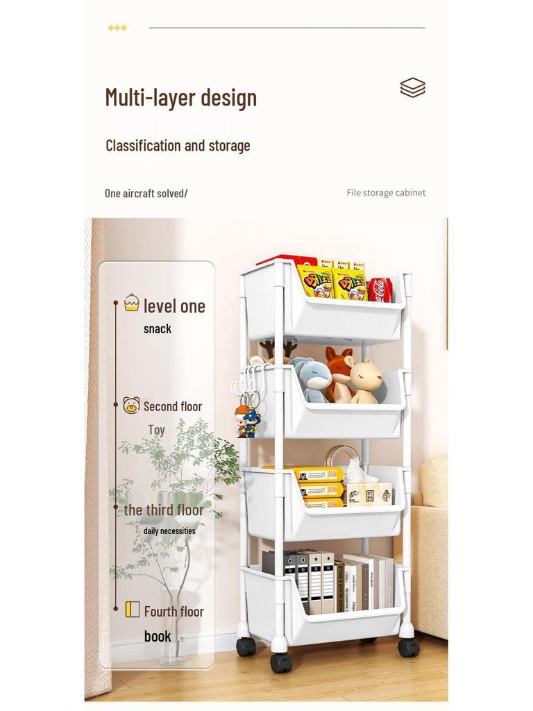 Carro Compacto Multicapa: Estantería de Almacenamiento para Snacks, Cocina y Sala de Estar con Cestas para Frutas y Verduras