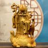 Natural Cypress Riding Turtle Longevity Star sculptures and figurines wood carving  Home Room Office Wealth Luck Feng Shui Decor