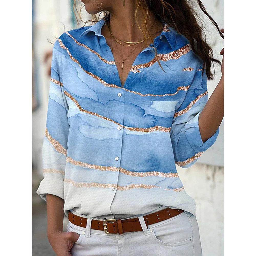 Women s Fashion Shirt Top Slim Fit Comfortable Women s Button Casual Loose Long Sleeve Shirt S