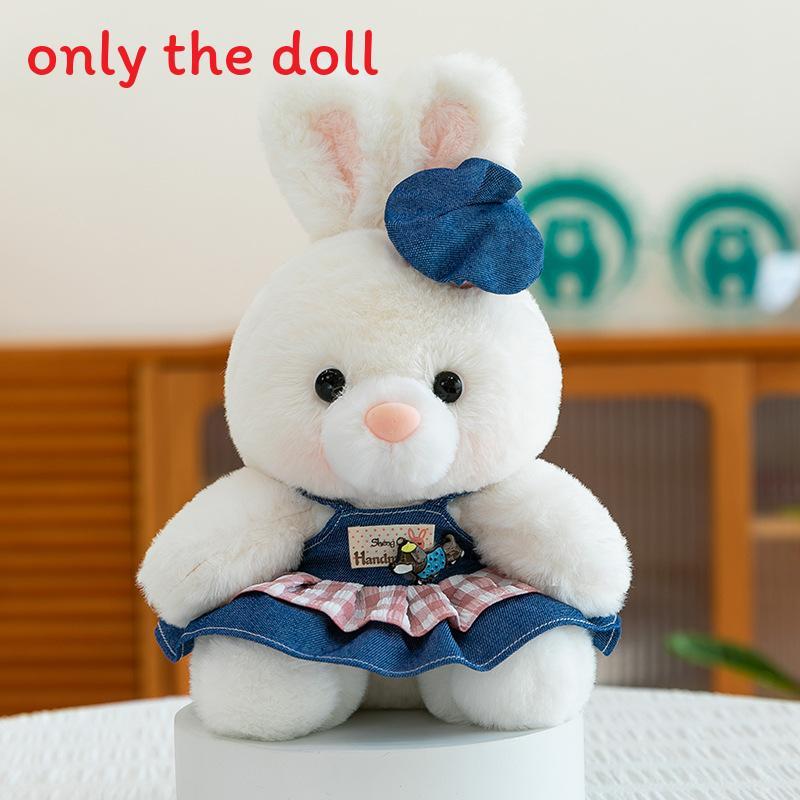 Rabbit Plush Doll With Checkered Clothes And Hat Decorations For Children And Adults