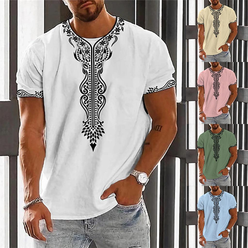 Men'S T-Shirt Short Sleeve Printed Summer Round Neck Top Casual Sweatshirt