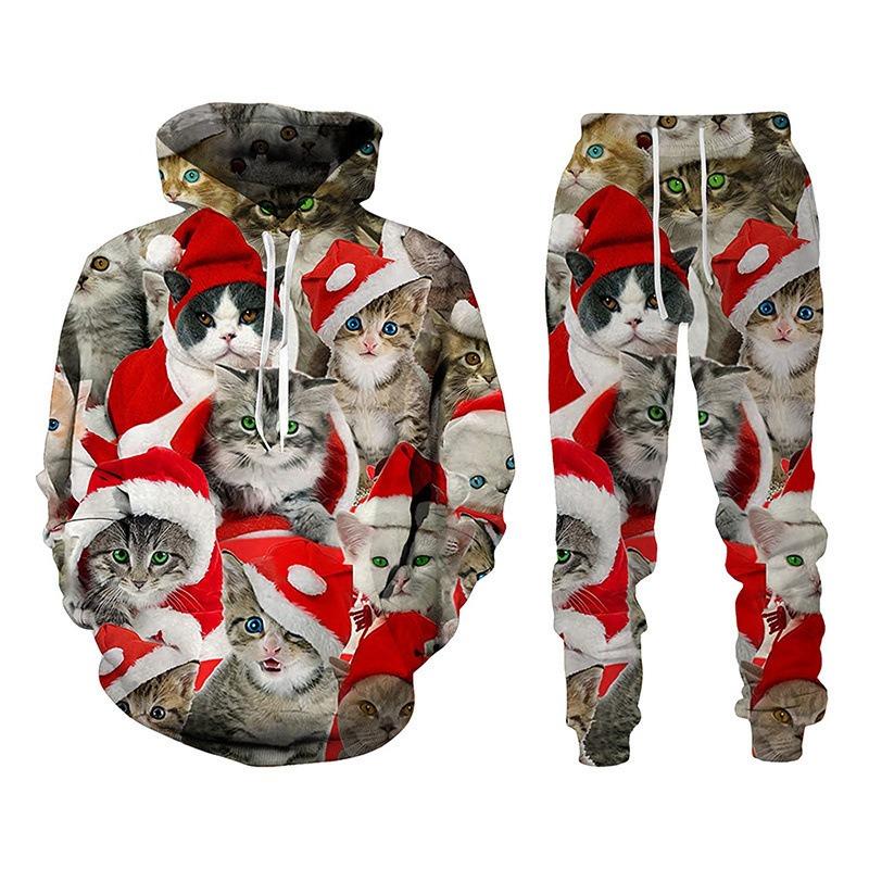 Christmas Series 3D Print Autumn Hoodies Pants Sets Men's Sweatshirts Sweatpants Two Piece Suits Outdoor Tracksuit Man Clothing