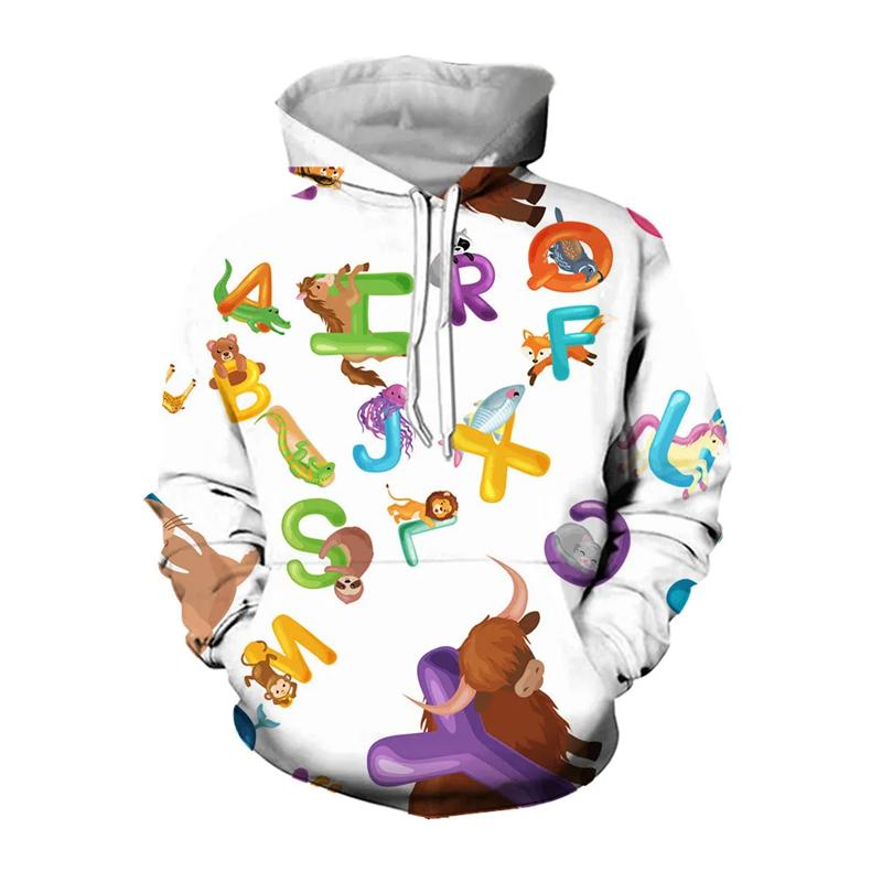 

Смешные графические толстовки с буквами животных, модные толстовки с капюшоном для мужчин, повседневная уличная одежда, женский пуловер с рисунком Y2k, топ XL