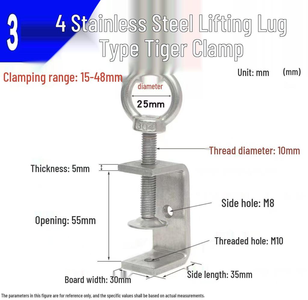 304 Stainless Steel Hand-Tightened U-Type/C-Type Pipe Clamp Fixture
