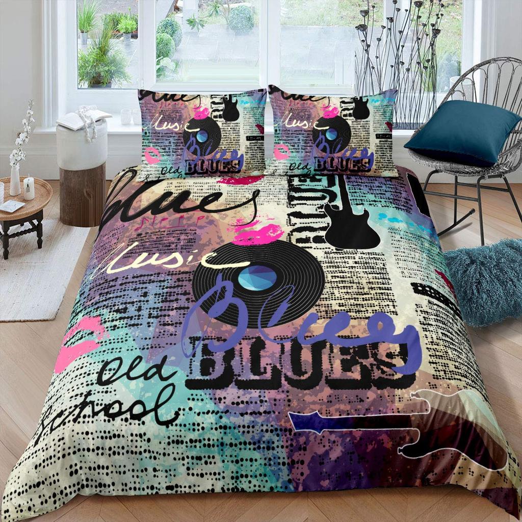 Record Duvet Cover Sets For Kids Teens Twin Lightweight Down Quilt Covers Bedroom Decor 2 Pillowcases 1 Duvet Cover No Comforter