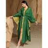 New Middle East Handmade Seam Drill Fashion Robe Dress Hand Sewn Diamond V-neck Dress