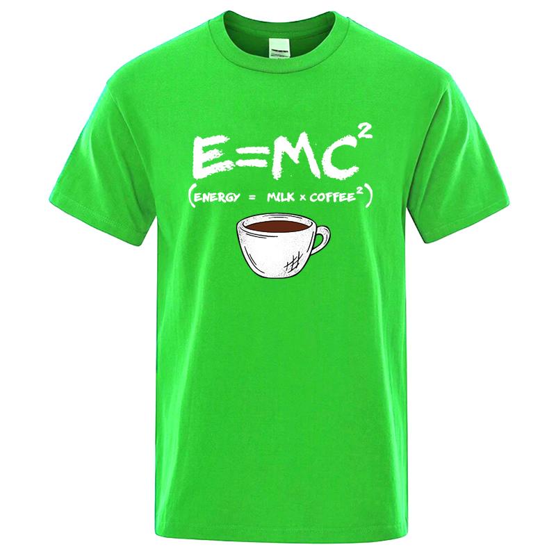 Cotton Men's T-shirt Casual Funny Energy=Milk+Coffee Print Men Cool Loose O-neck Tops for Men Short Sleeve Male Tees