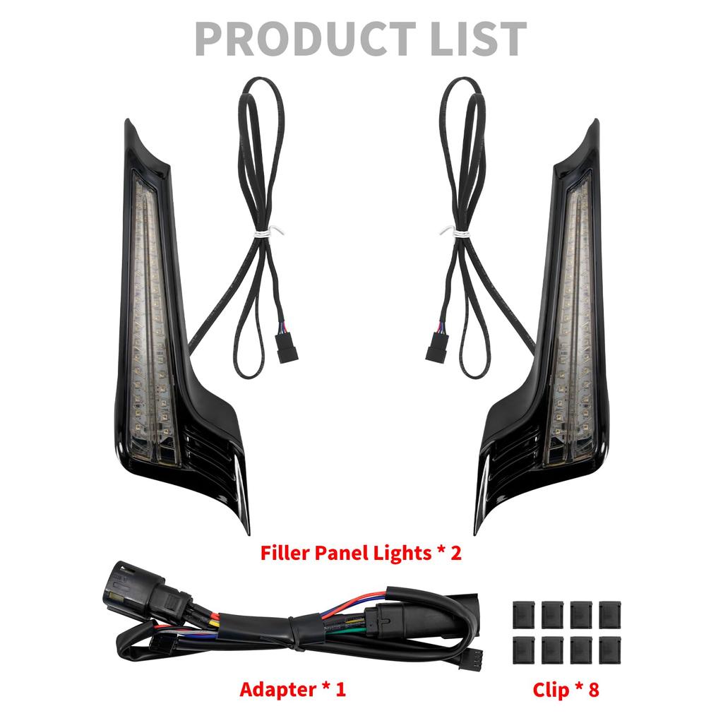 HDBUBALUS Motorcycle LED Filler Panel Light Brake Turn Signal Lamp Bike Taillight Blinker LED Mudguard Rear Fender for Harley Touring Road Glide