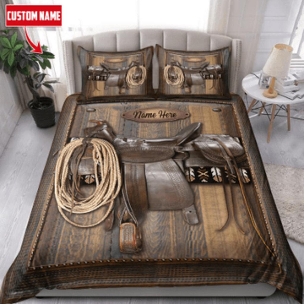 Tmarc Tee Personalized Name Bull Riding Bedding Set Bedroom Decor Duvet Cover Set