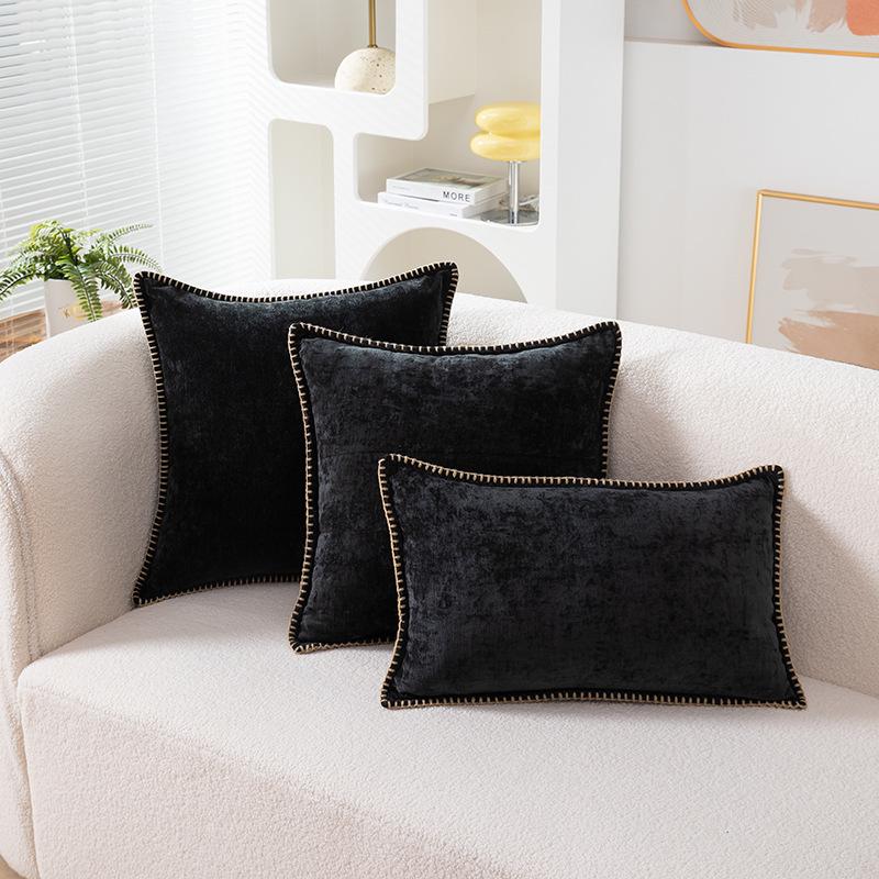 Chenille Edge Pillowcase: Nordic Solid Color Sofa & Bay Window Cushion
