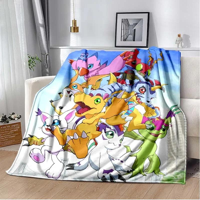 Japane Cartoon D-Digimon Throws Blanket Sofa Hiking Picnic Super Soft Quilt Bed Thermal Cute Anime Flannel Blanket Birthday Gift