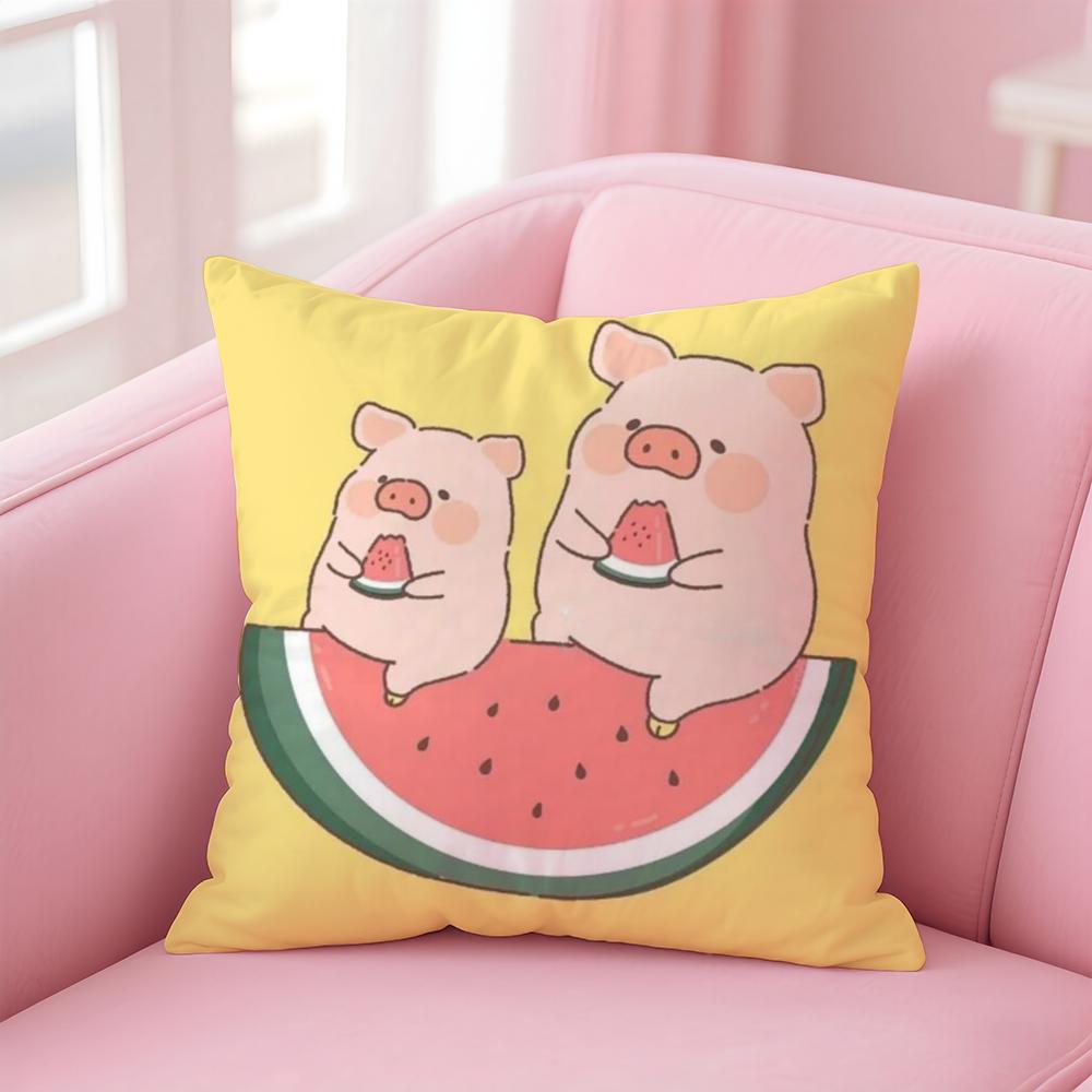 

Cartoon L-Lulu Pig Pink Cushion Cover Comfortable Reversible Pillow Cover Ideal for Car Sofa Bedroom & Beyond 12x12Inch