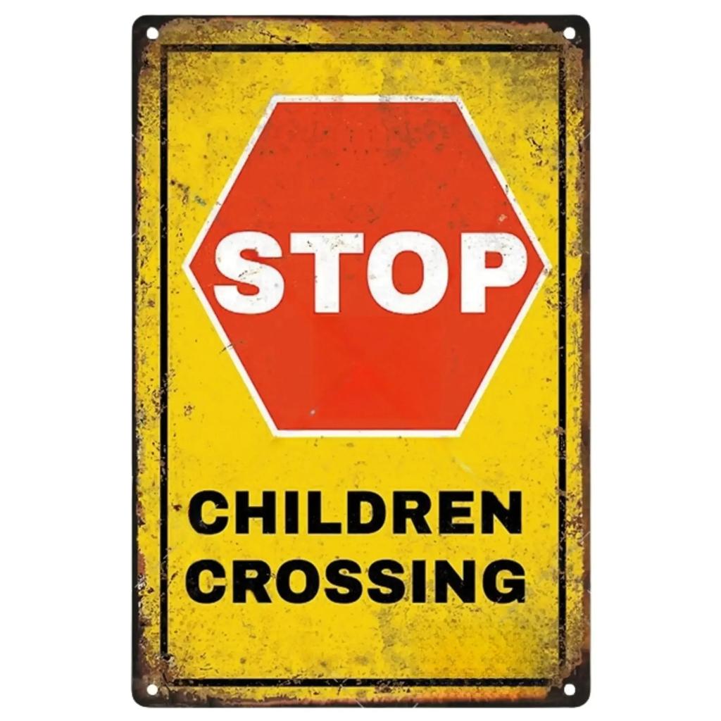 Vintage Caution Notice Zone Sign Metal Plate Warning Children Vedio Retro Plaque For Man Cave Garage Danger Door Wall Decor