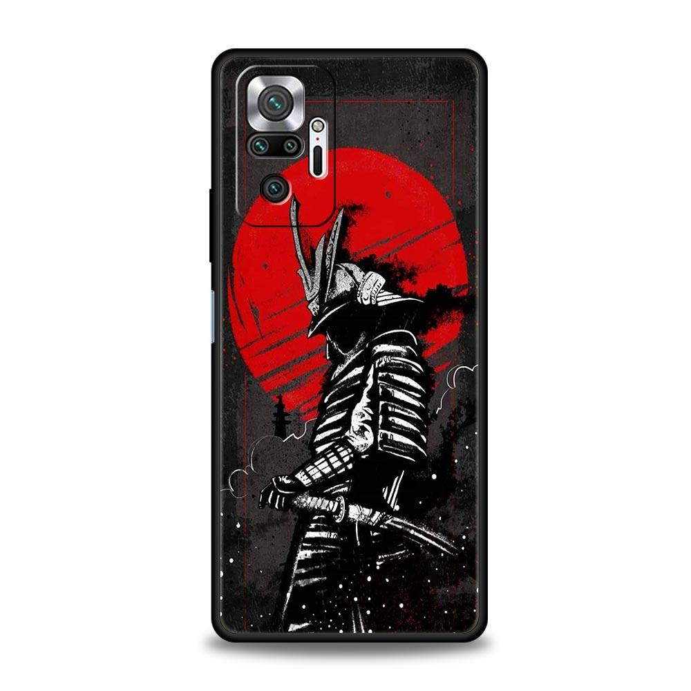 Japanese Bushido Samurai Phone Case For Xiaomi Redmi Note 14 13 5G 10 11 12 Pro Plus 4G 14C 13C 12C 10C Black Cover