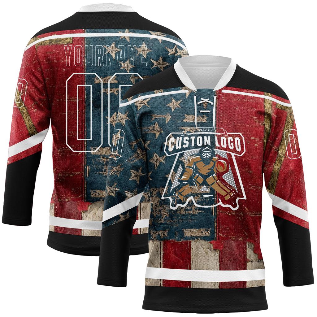 Přizpůsobitelný hokejový dres pro dospělé a děti Personalizované jméno Číslo Logo týmu Lehká prodyšná tkanina Dlouhý rukáv Sportovní oblečení